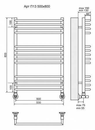 Арт П13 500х800 Полотенцесушитель  TERMINUS  Копейск - фото 3