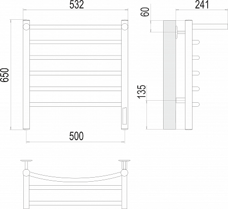 Классик с/п П6 500х650 Электро (quick touch)  Полотенцесушитель TERMINUS Копейск - фото 3
