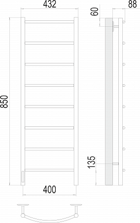 Классик П8 400х850 Электро слева Полотенцесушитель TERMINUS Копейск - фото 3 Классик П8 400х850 Электро слева Полотенцесушитель TERMINUS Копейск - фото 3