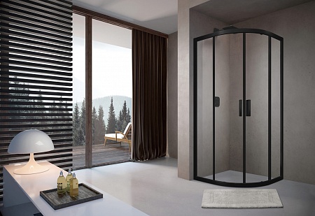 Душевой уголок слайдер Terminus Соренто 06 1000х1000х2000  четверть круга чёрный Копейск - фото 2