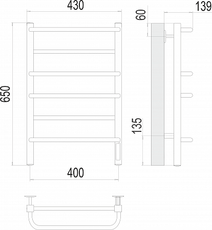 Евромикс квадро П6 400х650 Электро (quick touch) Полотенцесушитель  TERMINUS Копейск - фото 3