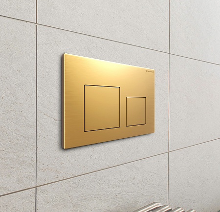 Клавиша смыва для инсталляции Terminus Classic кнопка квадрат цвет  брашированное золото Копейск - фото 3