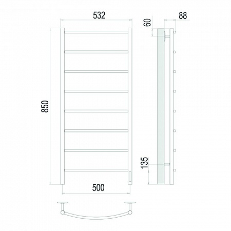 Классик П8 500х850 Электро Полотенцесушитель TERMINUS Сатин Копейск - фото 4 Классик П8 500х850 Электро Полотенцесушитель TERMINUS Сатин Копейск - фото 4
