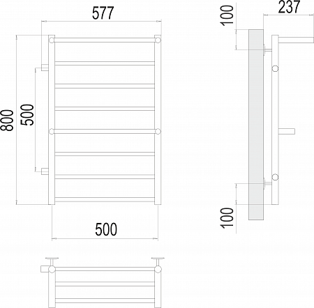 Аврора с 2-мя/п П8 500х800 бп500 слева Полотенцесушитель TERMINUS Копейск - фото 3