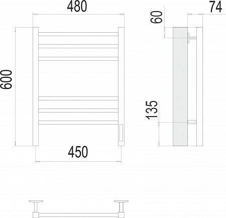 Ватикан П6 450х600 электро КС 9003 матовый Полотенцесушитель TERMINUS Копейск - фото 3 Ватикан П6 450х600 электро КС 9003 матовый Полотенцесушитель TERMINUS Копейск - фото 3