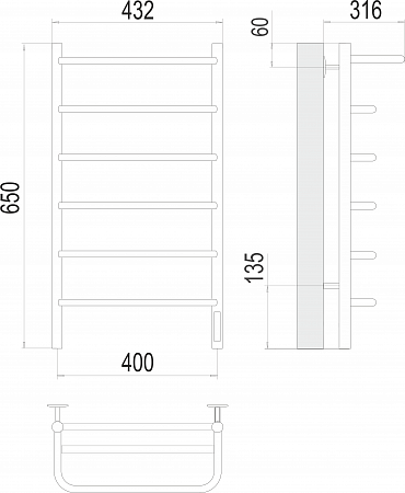 Полка П6 400х650 Электро (quick touch) Полотенцесушитель  TERMINUS Копейск - фото 3