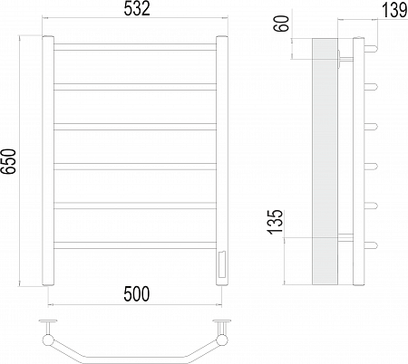 Виктория П6 500х650 Электро Полотенцесушитель  TERMINUS Копейск - фото 3