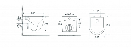 Подвесной унитаз безободковый Terminus Енисей Monolit 560х390 белый Копейск - фото 8