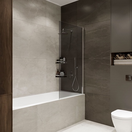 Шторка на ванну распашная Terminus Ното 02 1500х700 проф.хром, тонированная Копейск - фото 1 Шторка на ванну распашная Terminus Ното 02 1500х700 проф.хром, тонированная Копейск - фото 1