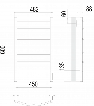 Классик П6 450х600 электро КС ЧЕРНЫЙ МУАР Полотенцесушитель TERMINUS Копейск - фото 3