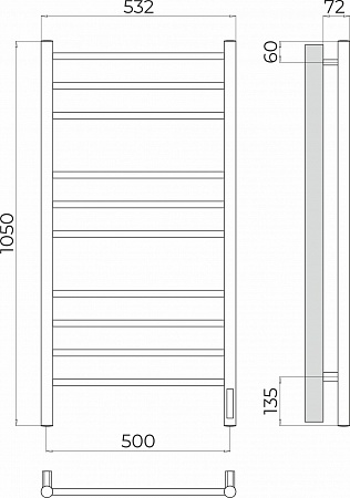 Аврора П10 500х1050 Электро (quick touch) Полотенцесушитель TERMINUS Копейск - фото 3