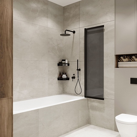 Шторка на ванну слайдер Terminus Ното 01 1500х900 проф.черный, тонированная Копейск - фото 3 Шторка на ванну слайдер Terminus Ното 01 1500х900 проф.черный, тонированная Копейск - фото 3