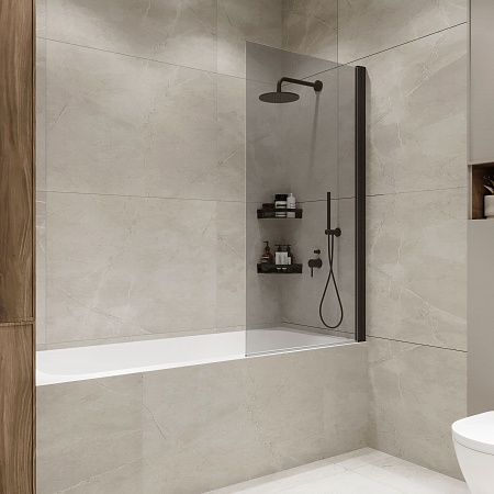 Шторка на ванну распашная Terminus Ното 02 1500х700 проф.черный, тонированная Копейск - фото 1 Шторка на ванну распашная Terminus Ното 02 1500х700 проф.черный, тонированная Копейск - фото 1