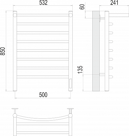 Классик с/п П8 500х850 Электро (quick touch) Полотенцесушитель  TERMINUS Копейск - фото 3