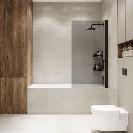 Шторка на ванну распашная Terminus Ното 02 1500х700 проф.черный, тонированная Копейск - фото 3 Шторка на ванну распашная Terminus Ното 02 1500х700 проф.черный, тонированная Копейск - фото 3