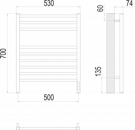 Ватикан П9 500х700 электро Полотенцесушитель TERMINUS) Копейск - фото 3