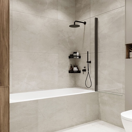 Шторка на ванну распашная Terminus Ното 02 1500х700 проф.черный Копейск - фото 2 Шторка на ванну распашная Terminus Ното 02 1500х700 проф.черный Копейск - фото 2