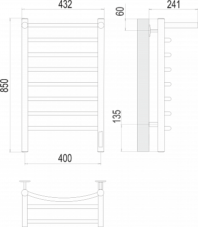 Классик с/п П8 400х850 Электро (quick touch) Полотенцесушитель  TERMINUS Копейск - фото 3