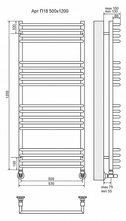 Арт П18 500х1200 Полотенцесушитель  TERMINUS Копейск - фото 3