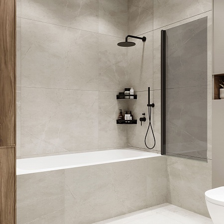 Шторка на ванну распашная Terminus Ното 02 1500х700 проф.черный, тонированная Копейск - фото 2 Шторка на ванну распашная Terminus Ното 02 1500х700 проф.черный, тонированная Копейск - фото 2