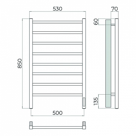 Ватикан П8 500х850 Электро Полотенцесушитель TERMINUS Золото Копейск - фото 4