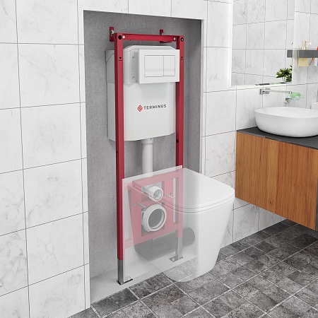 Система инсталляции для подвесного унитаза 400х1160 (4 в 1 с клавишей смыва) Terminus Копейск - фото 1 Система инсталляции для подвесного унитаза 400х1160 (4 в 1 с клавишей смыва) Terminus Копейск - фото 1