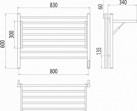 Горизонт П8 800х600 электро КС ЧЕРНЫЙ МУАР Полотенцесушитель TERMINUS Копейск - фото 5