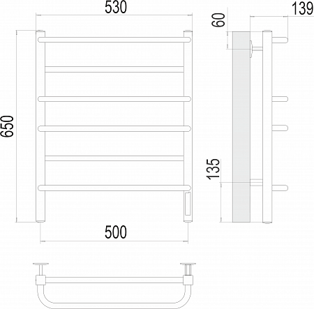 Евромикс квадро П6 500х650 Электро (quick touch) Полотенцесушитель  TERMINUS Копейск - фото 3
