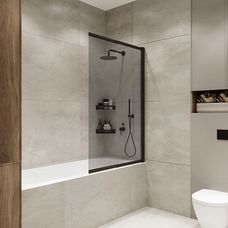 Шторка на ванну слайдер Terminus Ното 01 1500х900 проф.черный, тонированная Копейск - фото 1 Шторка на ванну слайдер Terminus Ното 01 1500х900 проф.черный, тонированная Копейск - фото 1