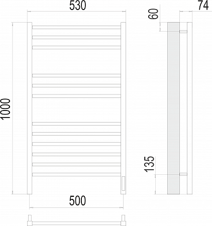Сицилия П12 500х1000 электро Полотенцесушитель TERMINUS) Копейск - фото 3