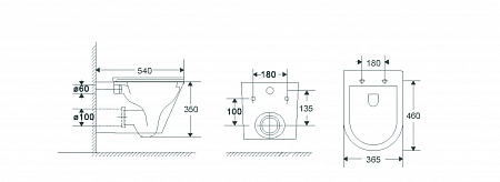 Подвесной унитаз безободковый Terminus Классик 540х365 белый Копейск - фото 4
