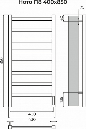Ното П8 400х850 Электро (quick touch) Полотенцесушитель TERMINUS Копейск - фото 3