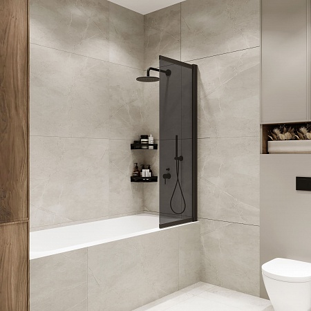 Шторка на ванну слайдер Terminus Ното 01 1500х900 проф.черный, тонированная Копейск - фото 2 Шторка на ванну слайдер Terminus Ното 01 1500х900 проф.черный, тонированная Копейск - фото 2