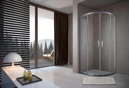 Душевой уголок слайдер Terminus Соренто 06 1000х1000х2000  четверть круга хром Копейск - фото 2